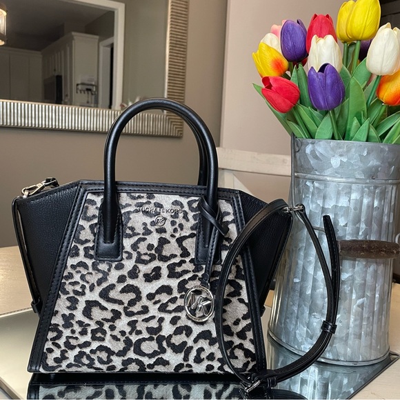 Like New - Michael Kors calf hair cheetah print and leather satchel - Picture 1 of 16